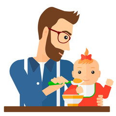 Man feeding baby.