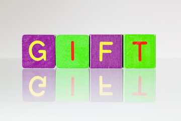 Gift - an inscription from children's blocks