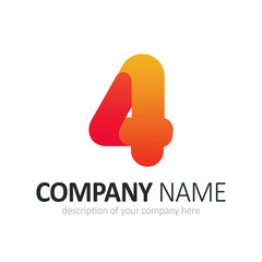 Number four logo icon design template elements
