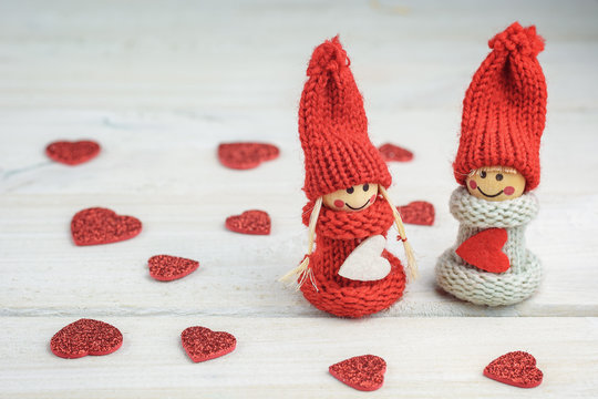 Knitted dolls.