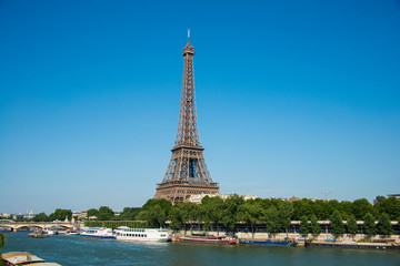Fototapeta na wymiar Eiffel tower on bright day