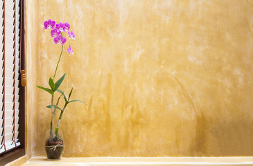 Flowers on the bathroom wall, abstract style.