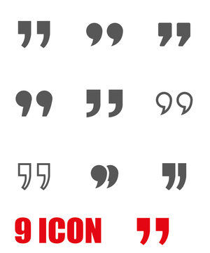 Vector grey quote icon set. Quote Icon Object, Quote Icon Picture, Quote Icon Image - stock vector
