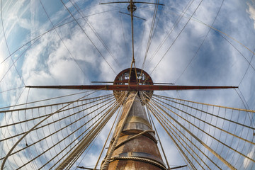 sail ship shrouds detail on sky