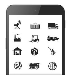 Set of icons of transport and logistics. It can be used in the design for websites, infographic, catalogs, brochures, mobile, etc.