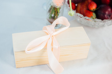 wooden box of notes for a wedding