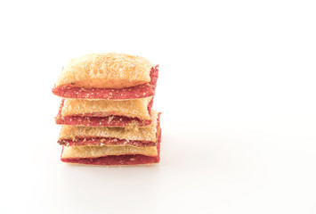 mini pie biscuit with strawberry jam
