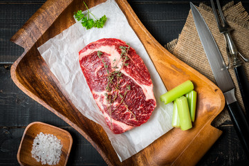 Raw fresh meat ribeye steak