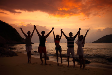 People partying on beach
