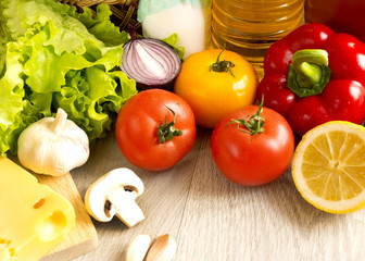 set of products on the table