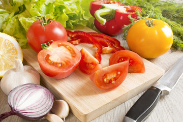 sliced vegetables on the table