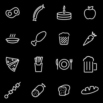 Vector line food icon set. Food Icon Object, Food Icon Picture, Food Icon Image - stock vector
