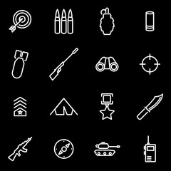 Vector line military icon set. Military Icon Object, Military Icon Picture, Military Icon Image - stock vector