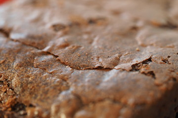 Chocolate brownie texture closeup