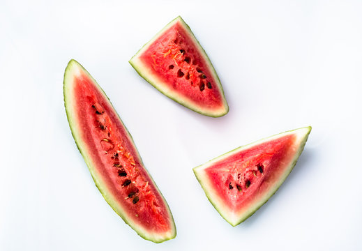Watermelon slices isolated on white