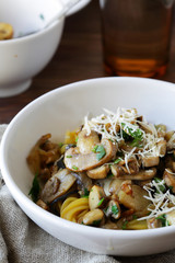 pasta with fried mushrooms
