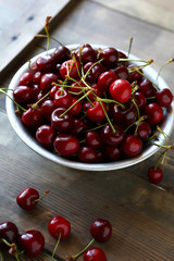 old bowl of fresh cherry