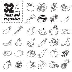 Set of fruits and vegetables