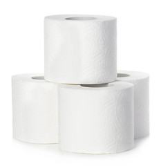 Toilet paper close-up isolated on a white background.