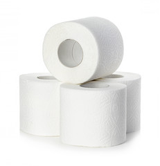 Toilet paper close-up isolated on a white background.