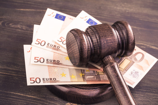 Gavel and some euro banknotes