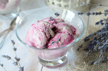 Black currant and lavender ice cream