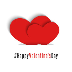 Pair red hearts, Happy Valentines Day card, mockup holiday greeting postcard, love romantic background