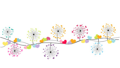 Naklejki  Abstract colorful heart dandelion spring time vector background