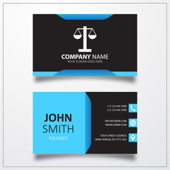 Fototapeta na wymiar Law, scales sign icon. Business card vector template.
