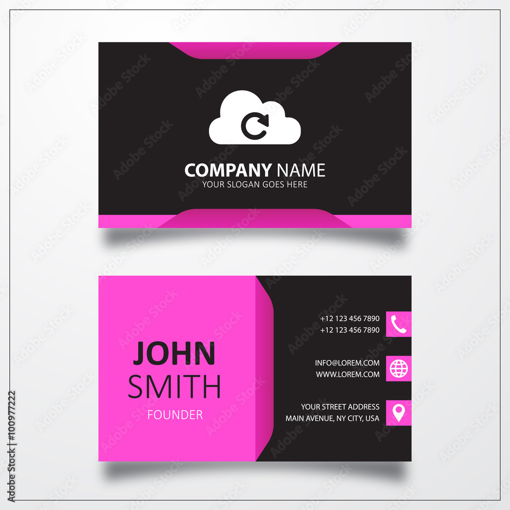Poster cloud sync refresh icon. business card vector template.