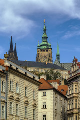 Fototapeta na wymiar view of St. Vitus Cathedral tower, Prague