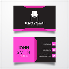 Nail salon finger icon. Business card vector template.