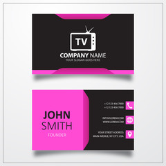 TV television sign icon. Business card vector template.