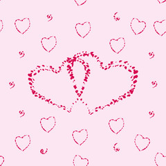 Seamless pattern of hearts. Vector pattern. Hand-drawn brush