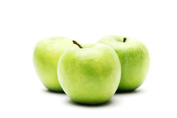 Green apples isolated on a white background
