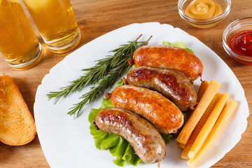Beer and roast beef or chicken sausage