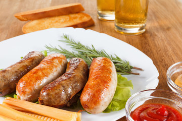 Beer and roast beef or chicken sausage