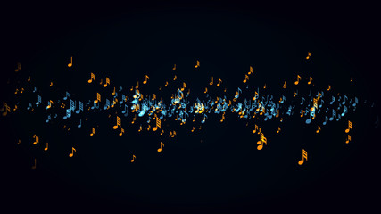 Fototapeta premium Slow motion of the musical notes with depth of field