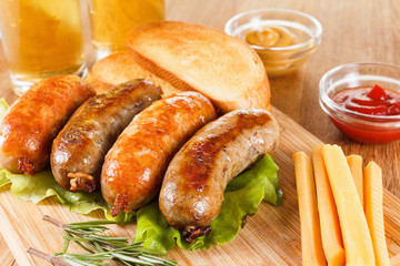 Beer and roast beef or chicken sausage