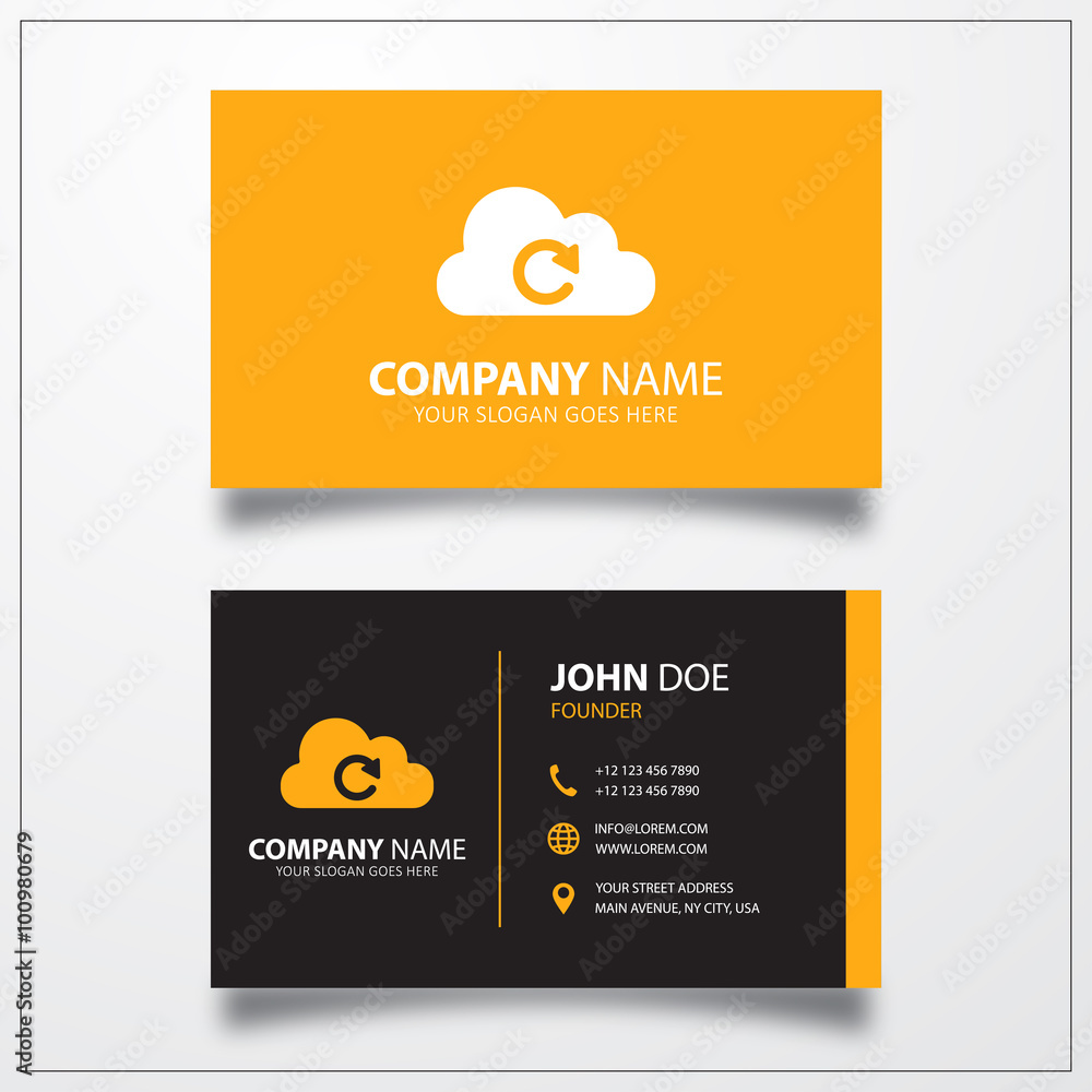 Poster cloud sync refresh icon. business card vector template.