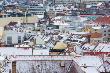 Fototapeta na wymiar Bratislava, Slovakia - January 24th, 2016: View of the town