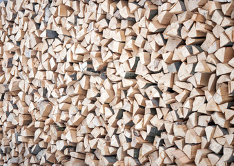  Stacked wood . Background.