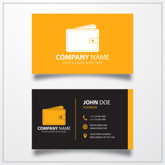 Wallet, money sign icon. Business card vector template.