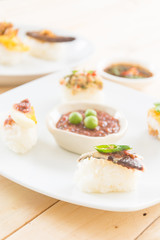 Fried Mackerel with Shrimp Paste Sauce Sushi