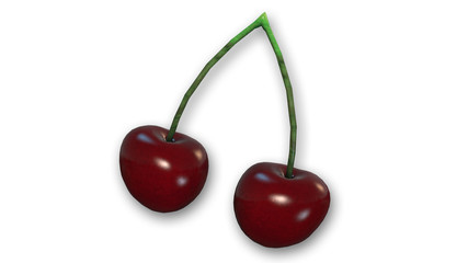 Two cherries, fruit isolated on white background