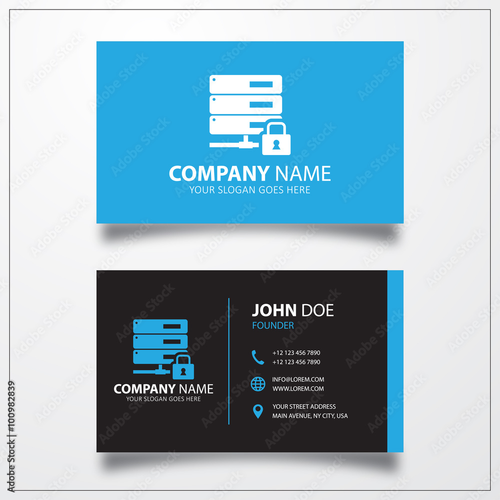Aufkleber database security protection icon. business card vector template