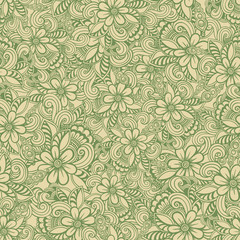 Hand drawn seamless Flower pattern. Doodle style
