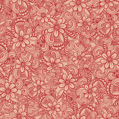Hand drawn seamless Flower pattern. Doodle style