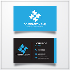 Puzzle, group sign icon. Business card vector template.