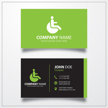 Disabled icon. Business card vector template.